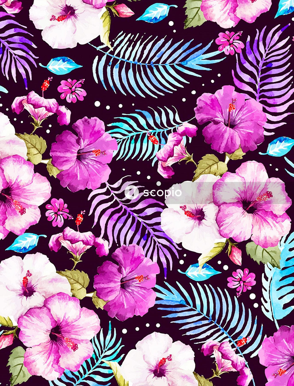 Pink blue and white flowers