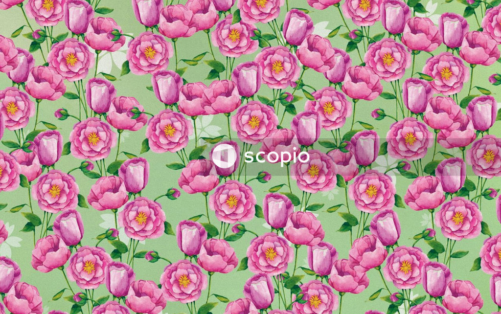 Pink heart shaped petals on pink background