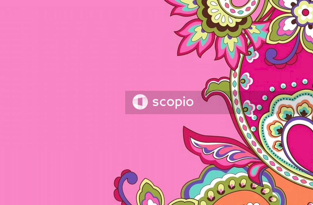 Pink yellow and green floral illustration
