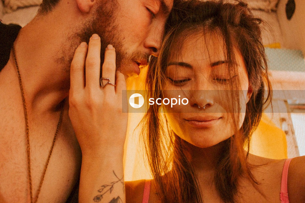 Portrait of young man and woman feeling love