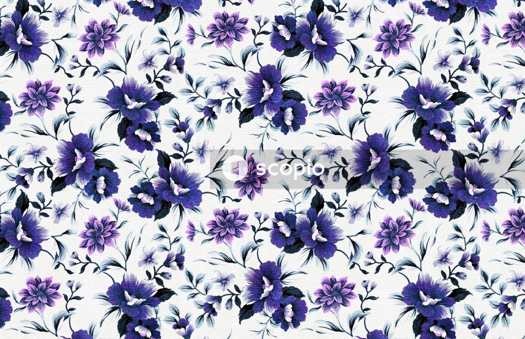 Purple and white floral textile