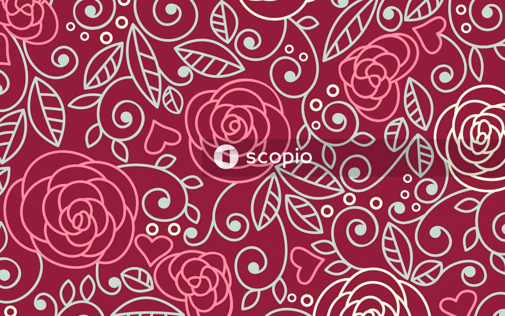 Red and white floral textile