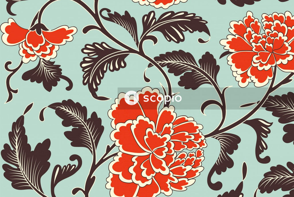 Red and white floral textile