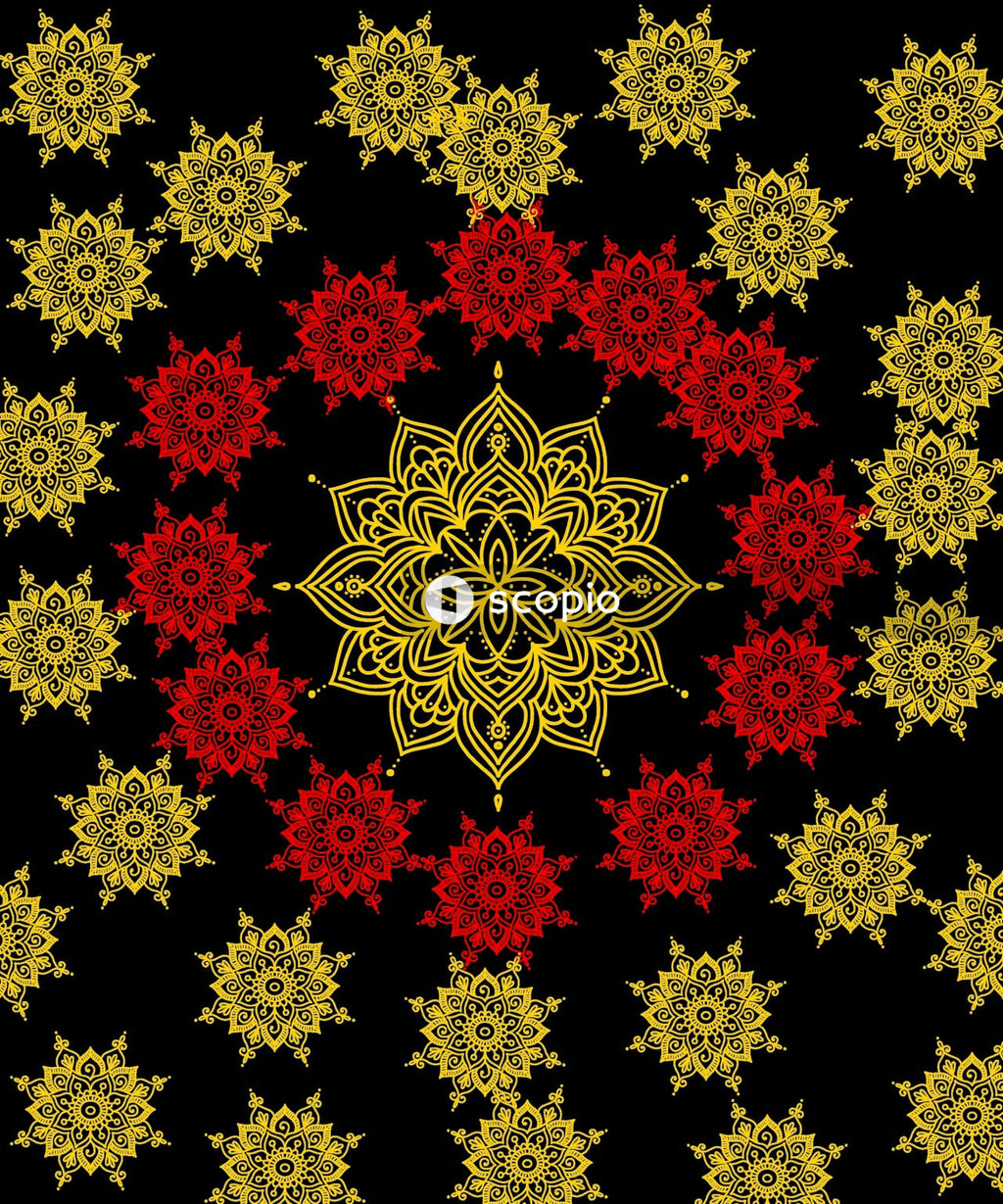Red and yellow floral textile