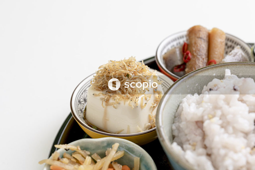 Rice on white ceramic bowl