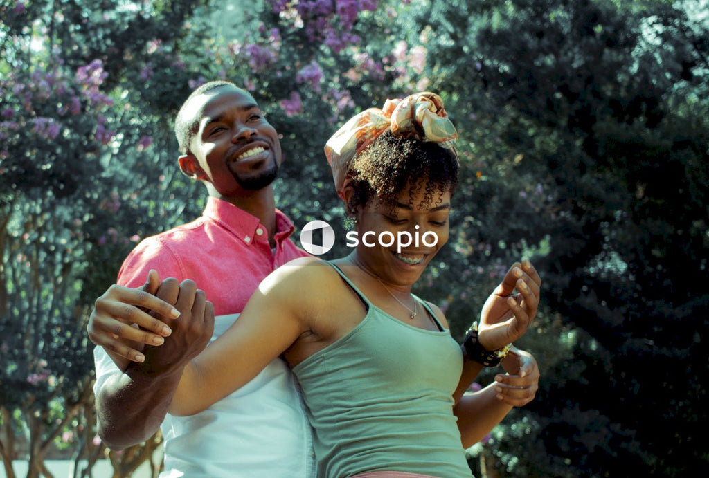Romantic moment between man and woman outdoor