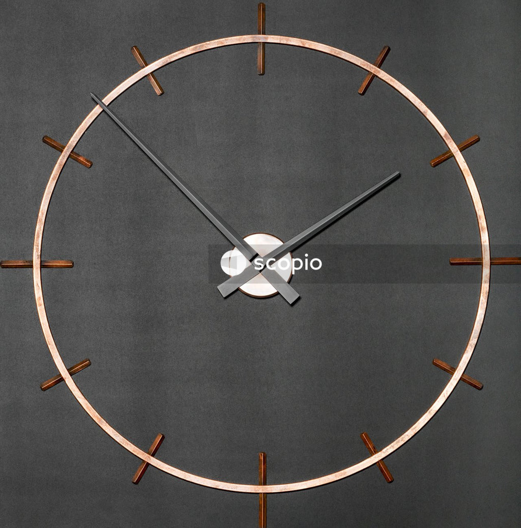 Round brown and white analog clock