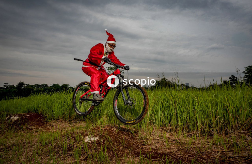 Santa Mountain Bike Rider