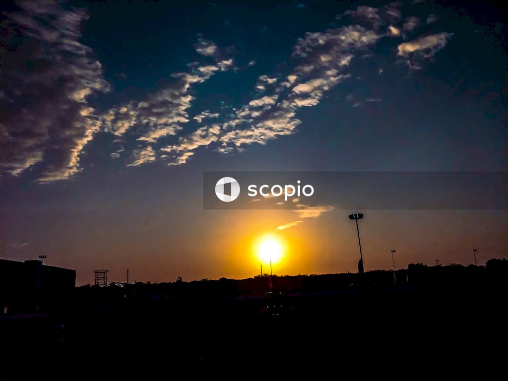 Silhouette of street light during sunset