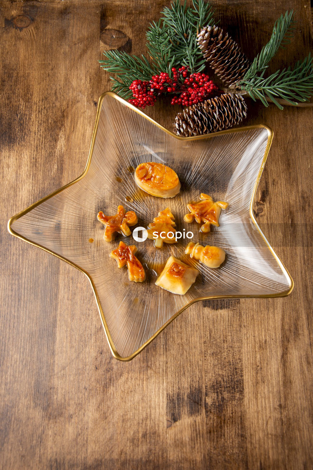 Sliced fruit on white ceramic square plate