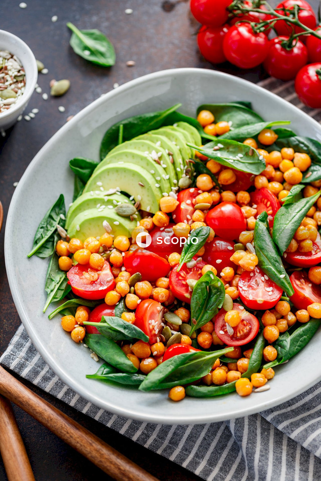 Vegetable salad on white ceramic plate
