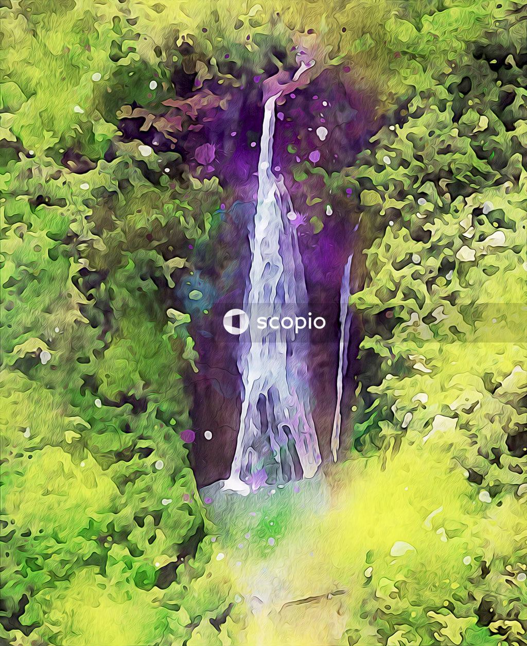 Waterfalls in the middle of green plants