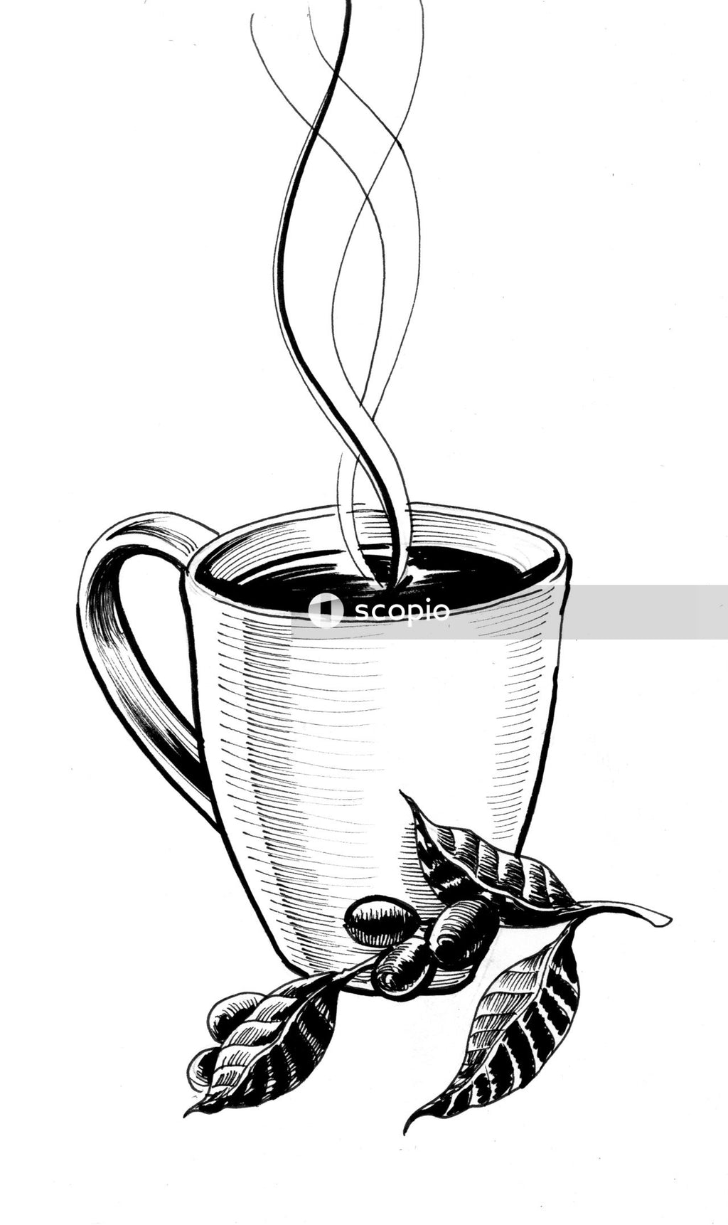 White and black ceramic mug with stainless steel spoon