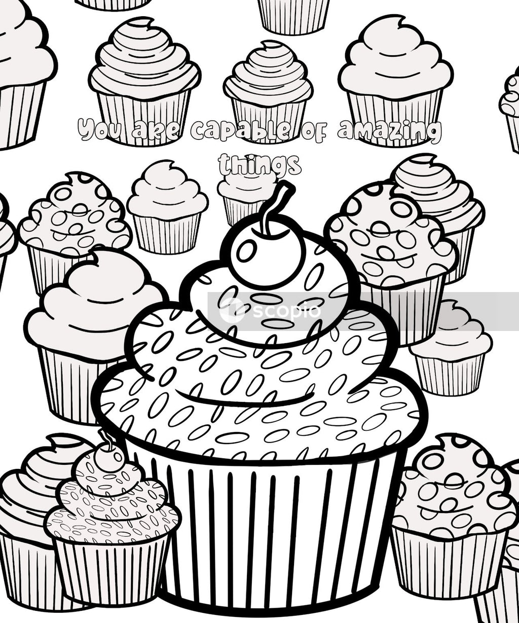 White and black cupcake illustration
