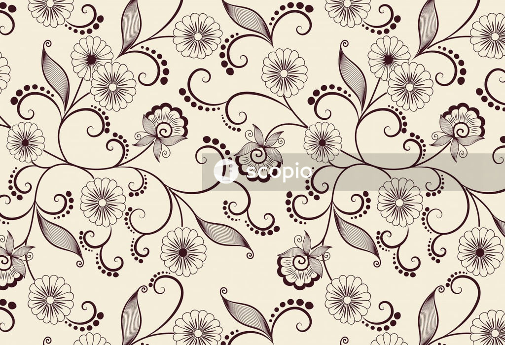 White and black floral textile