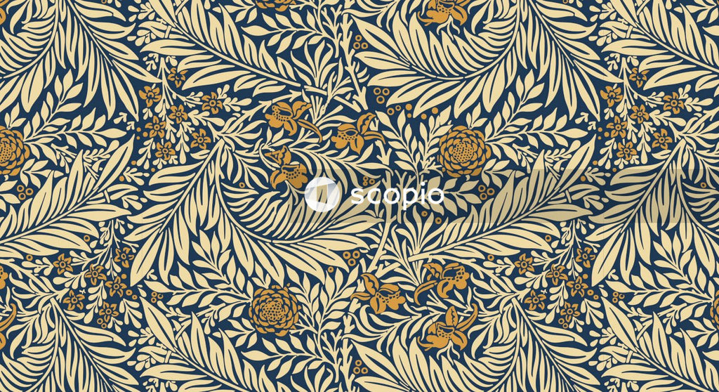 White and black floral textile