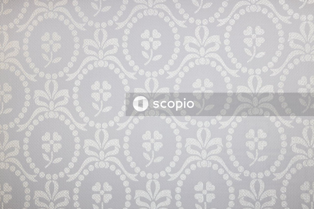 White and blue floral textile