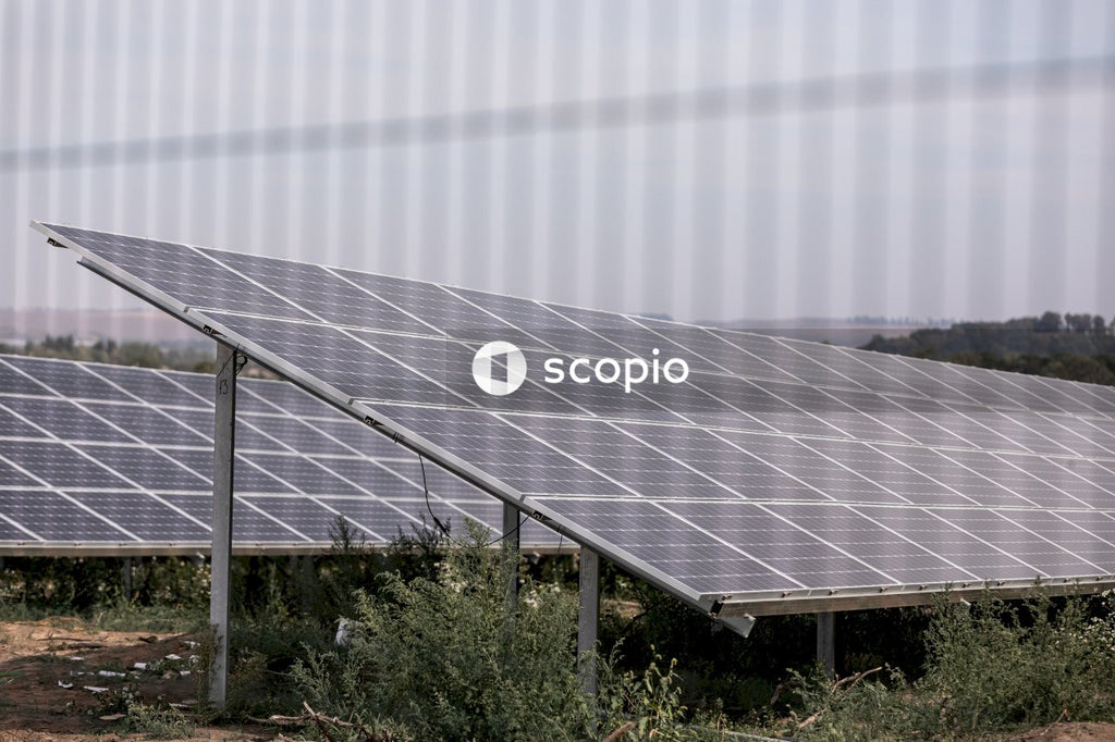 White and blue solar panels