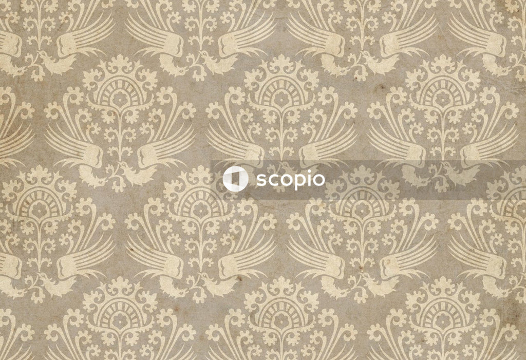 White and brown floral textile