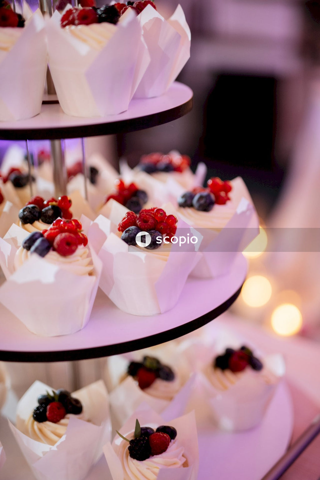 White and pink cupcakes on white ceramic plate