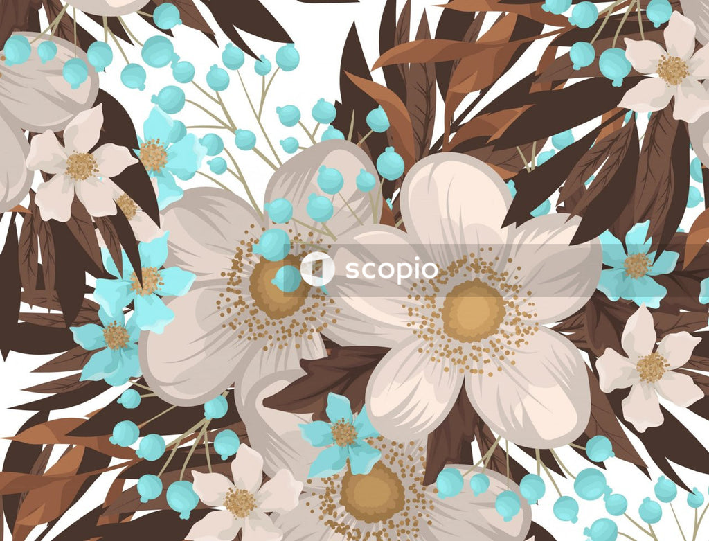 White and pink flowers illustration
