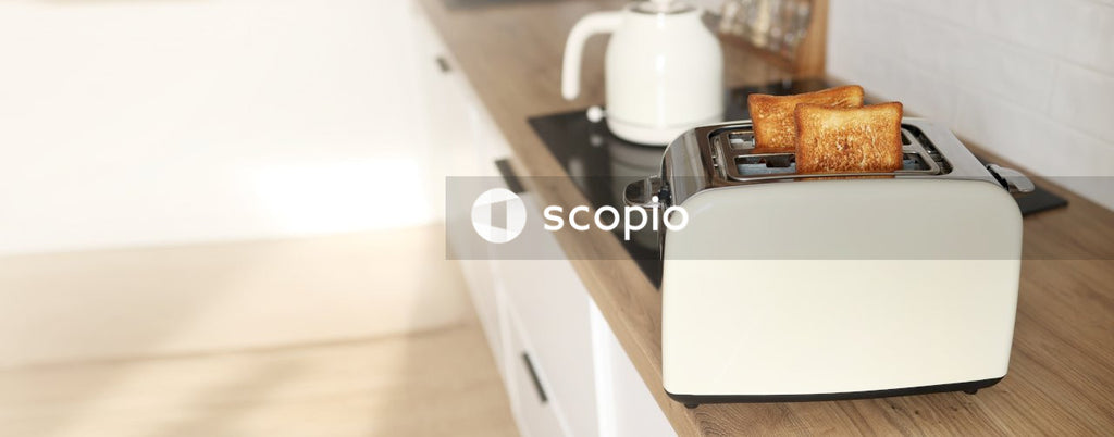 White bread toaster on white table