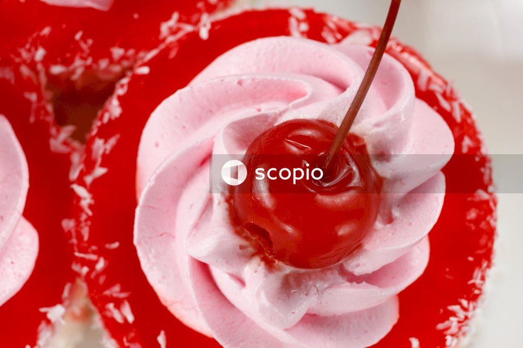 White cream on red ceramic plate