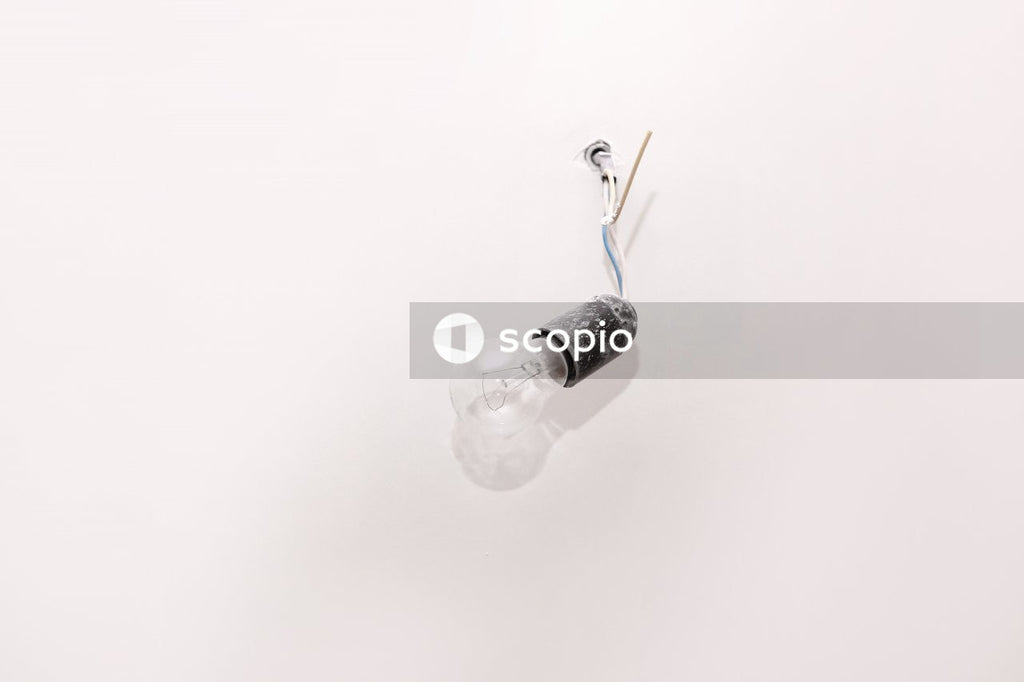 White light bulb on white background