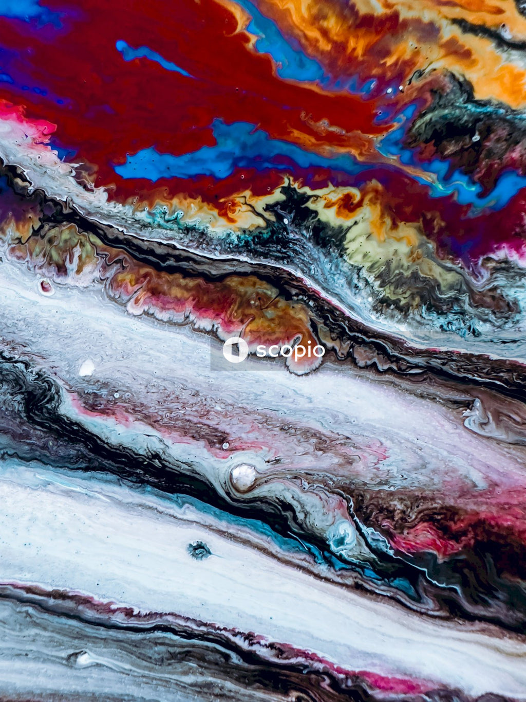 White red and black abstract painting