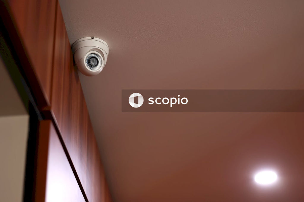 White round ceiling light turned on in room
