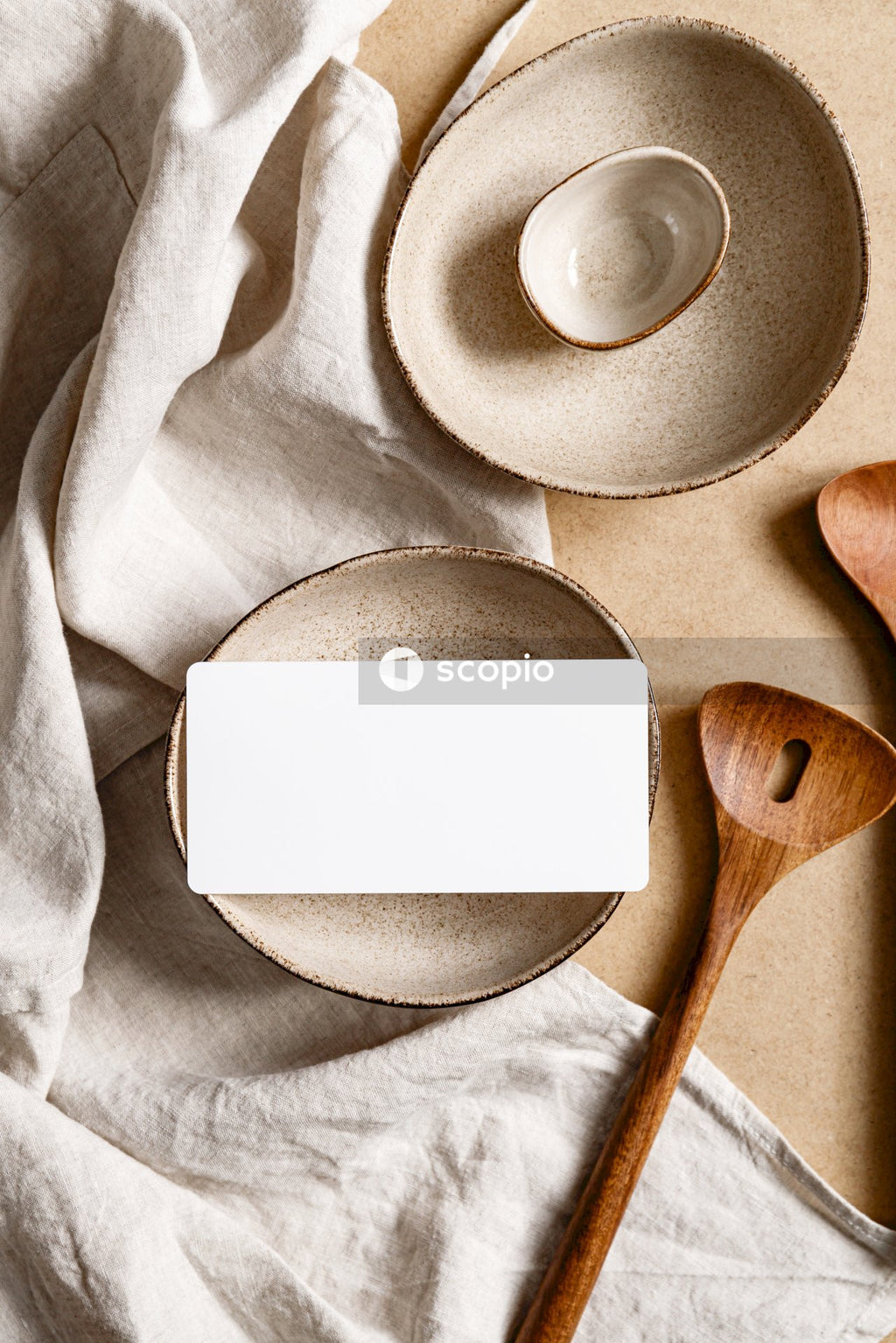 White square paper on white textile