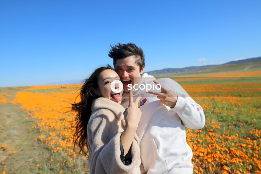 Woman and man smiling