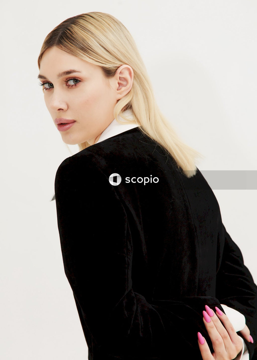 Woman in black long sleeve shirt