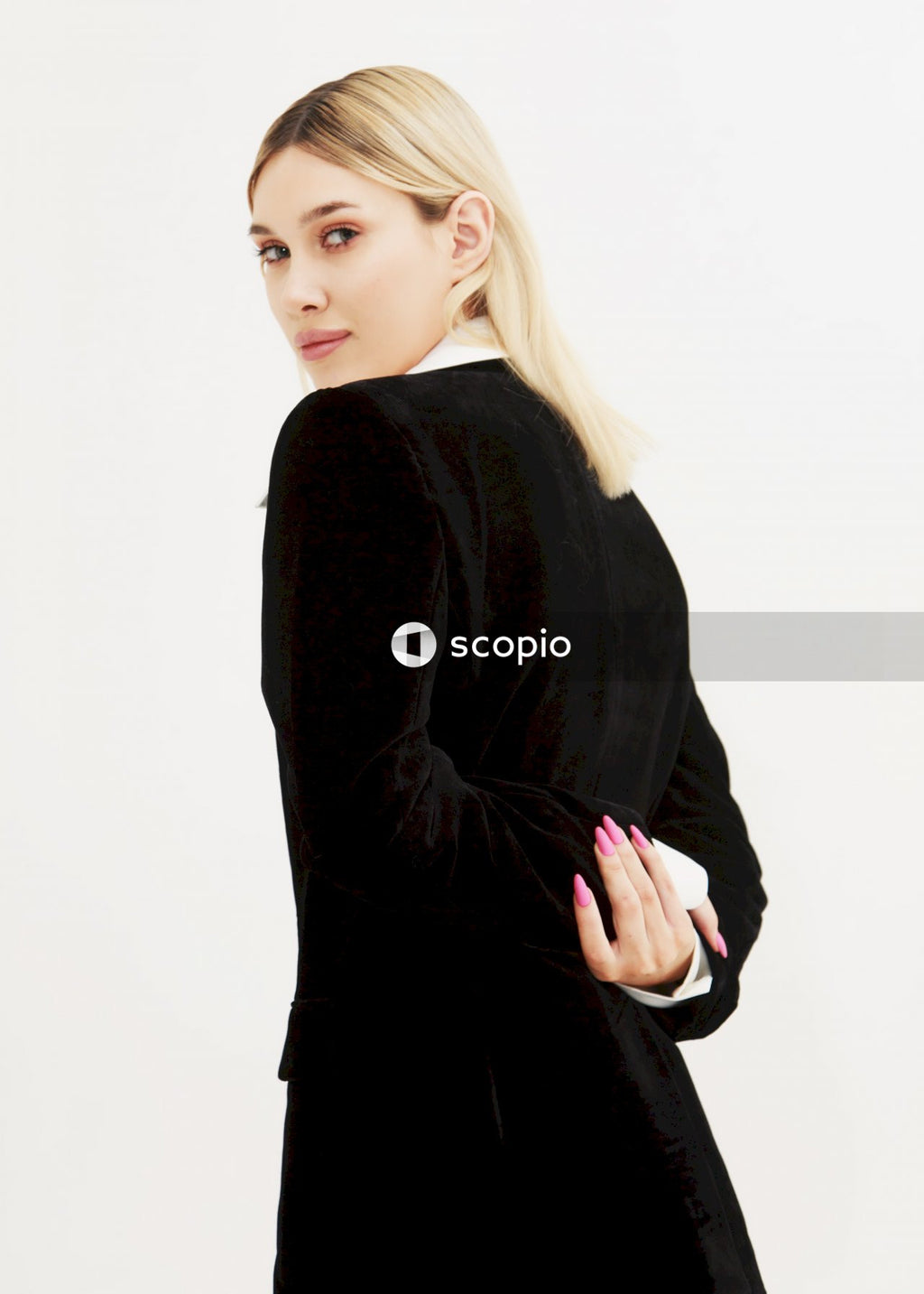 Woman in black long sleeve shirt
