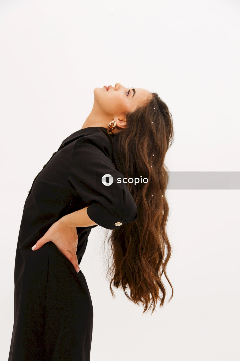 Woman in black long sleeve shirt