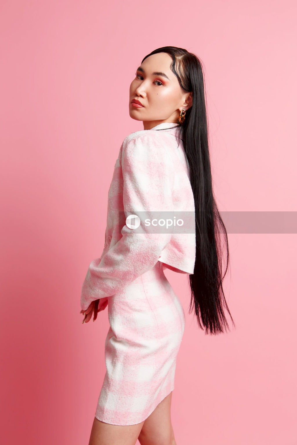 Woman in white long sleeve shirt