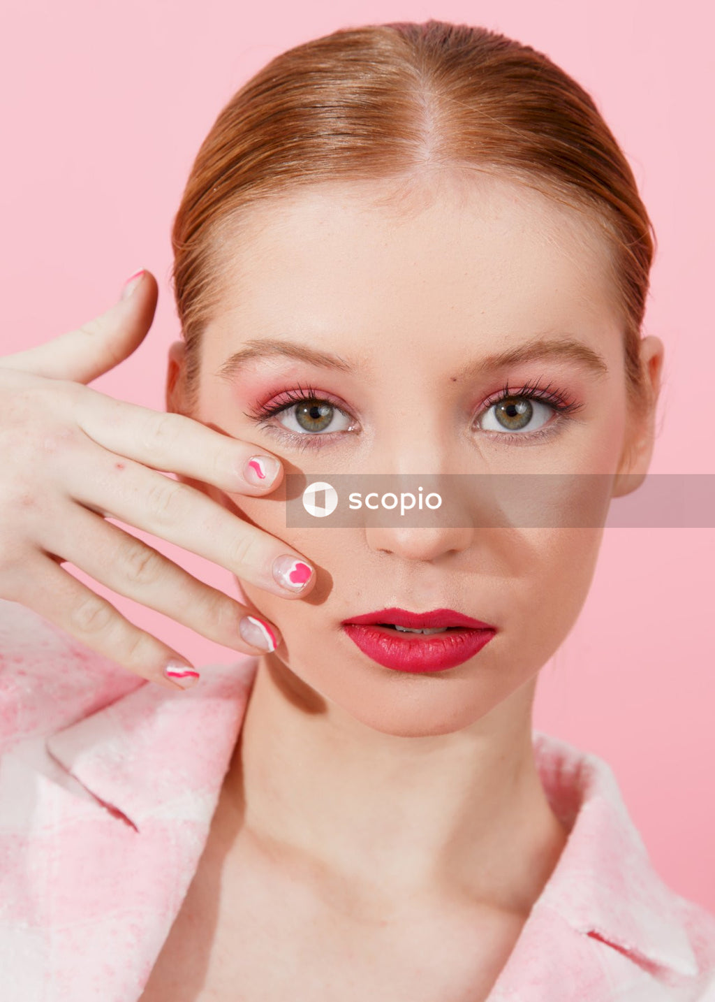 Woman with red lipstick and pink lipstick