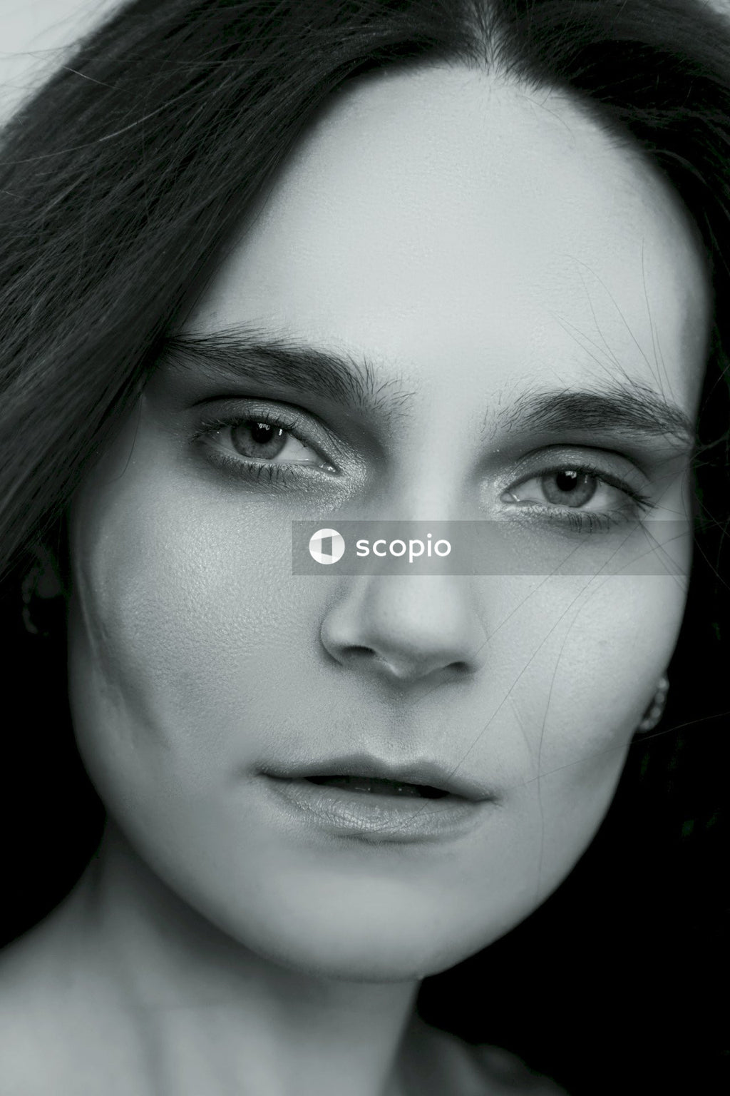 Womans face in grayscale