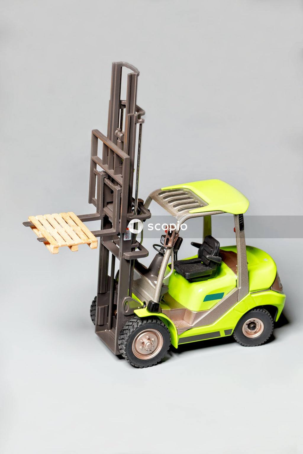 Yellow and black fork lift