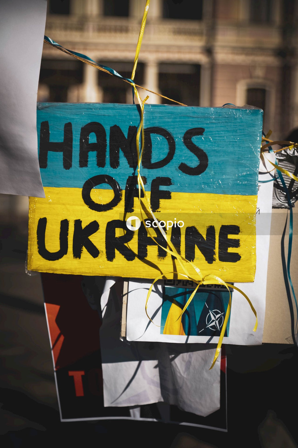 People protesting against Russian invasion of Ukraine in Latvia