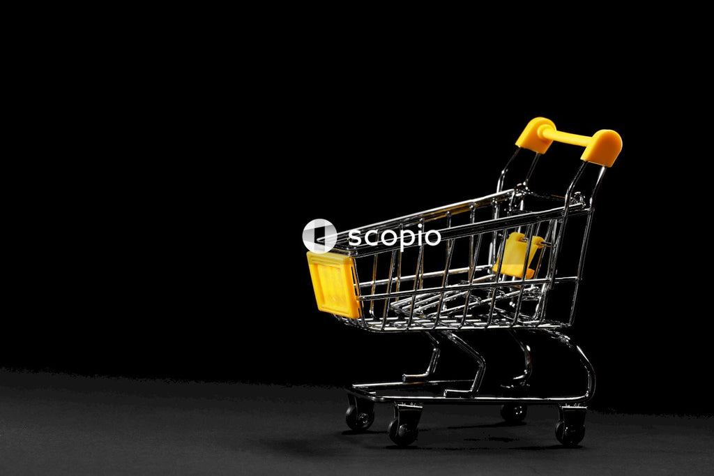 Yellow shopping cart with shopping cart