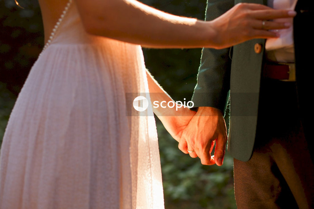 Young couple posing together on the streets in the city